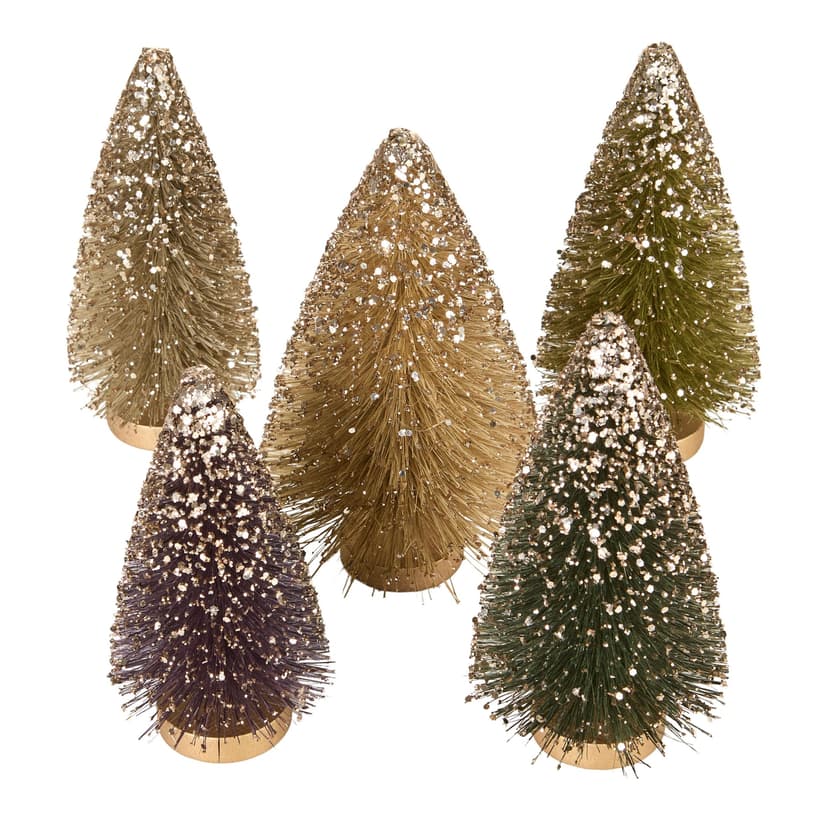 CANVAS Holiday Homecoming Collection Glitter Bottlebrush Trees Christmas Decoration, 5-pc