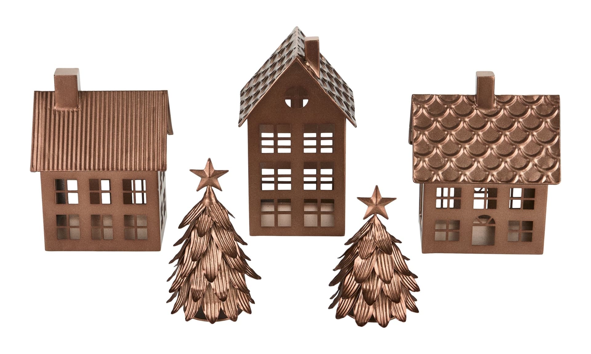 CANVAS Holiday Homecoming Collection Galvanized Metal Winter House & Tree Set, 5-pc