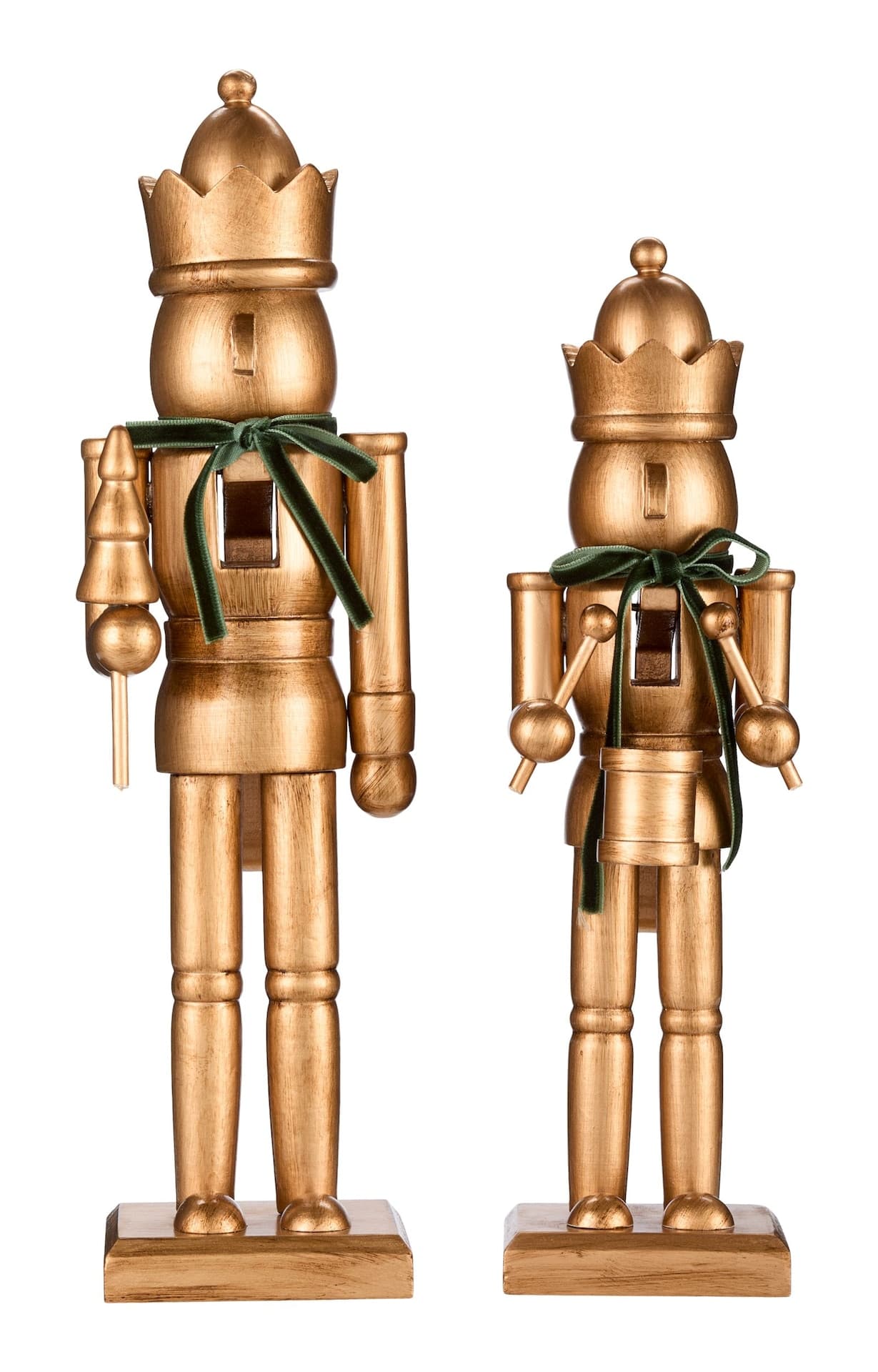 CANVAS Holiday Homecoming Collection Antique Brass Nutcracker with Green Bow, 2-pk