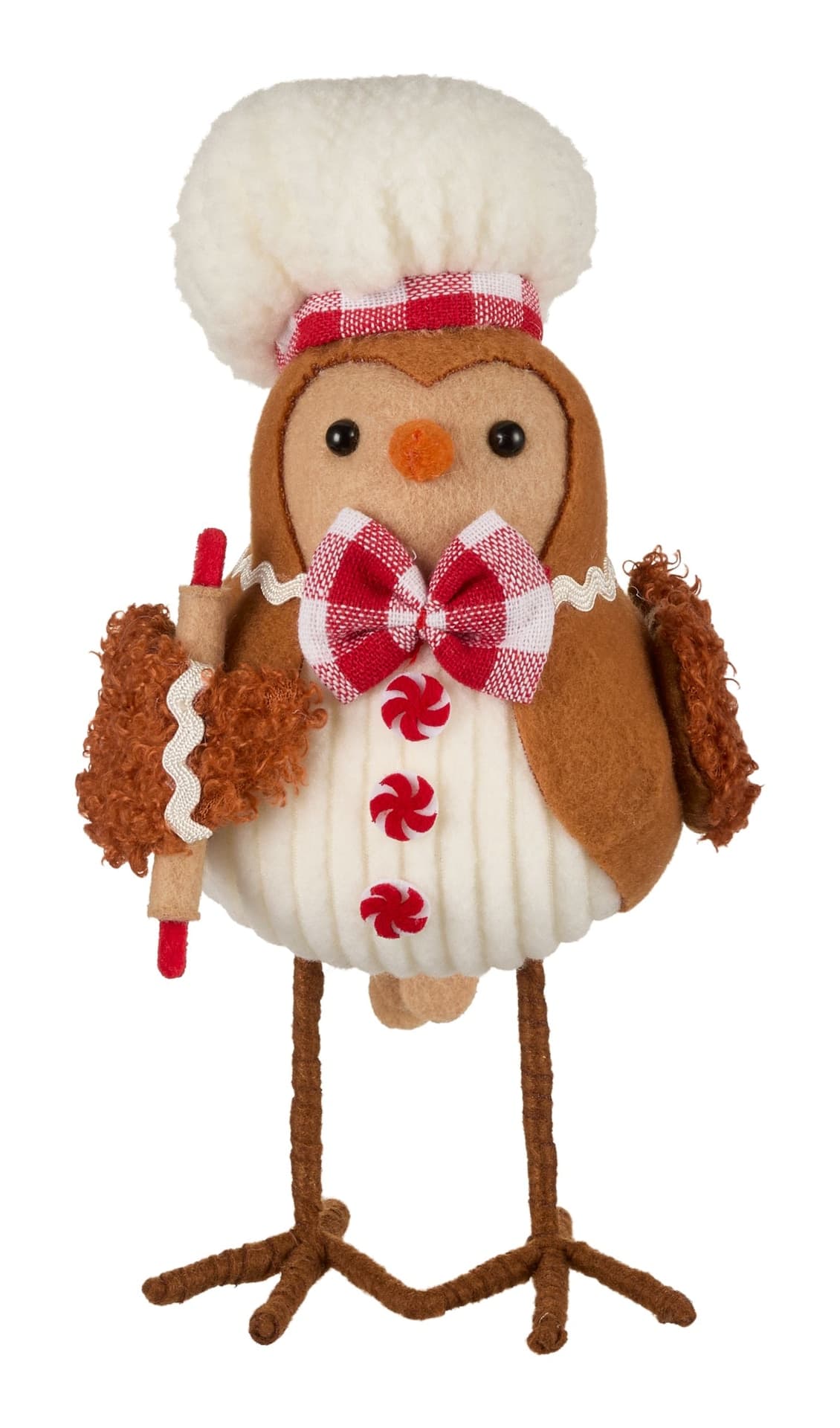 CANVAS Santa's Workshop Collection Gingerbread Bird with Hat Christmas Decoration, 7.5-in