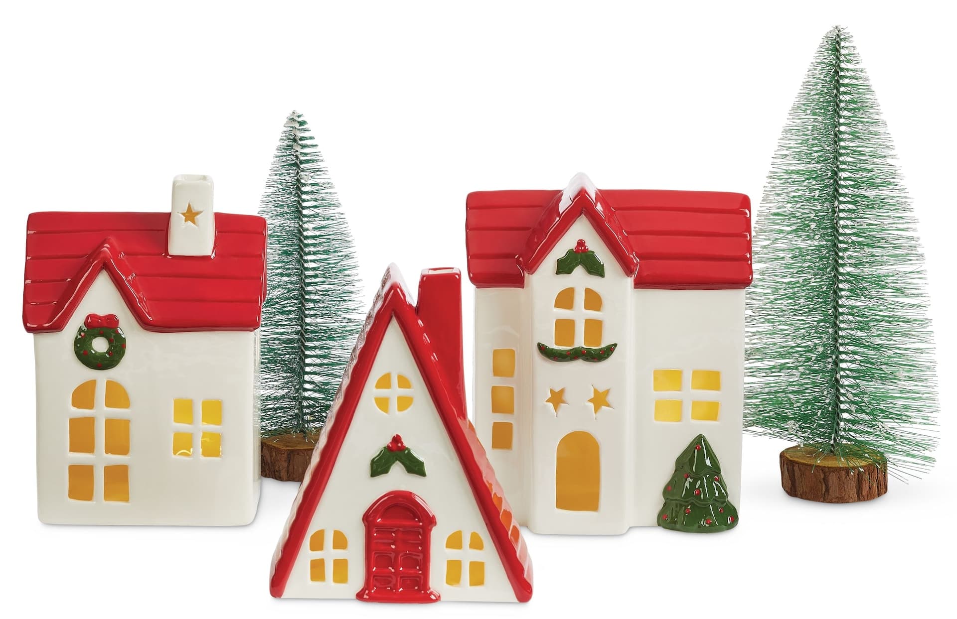 CANVAS Santa's Workshop Collection Ceramic House & Bottlebrush Christmas Tree Set, 5-pc