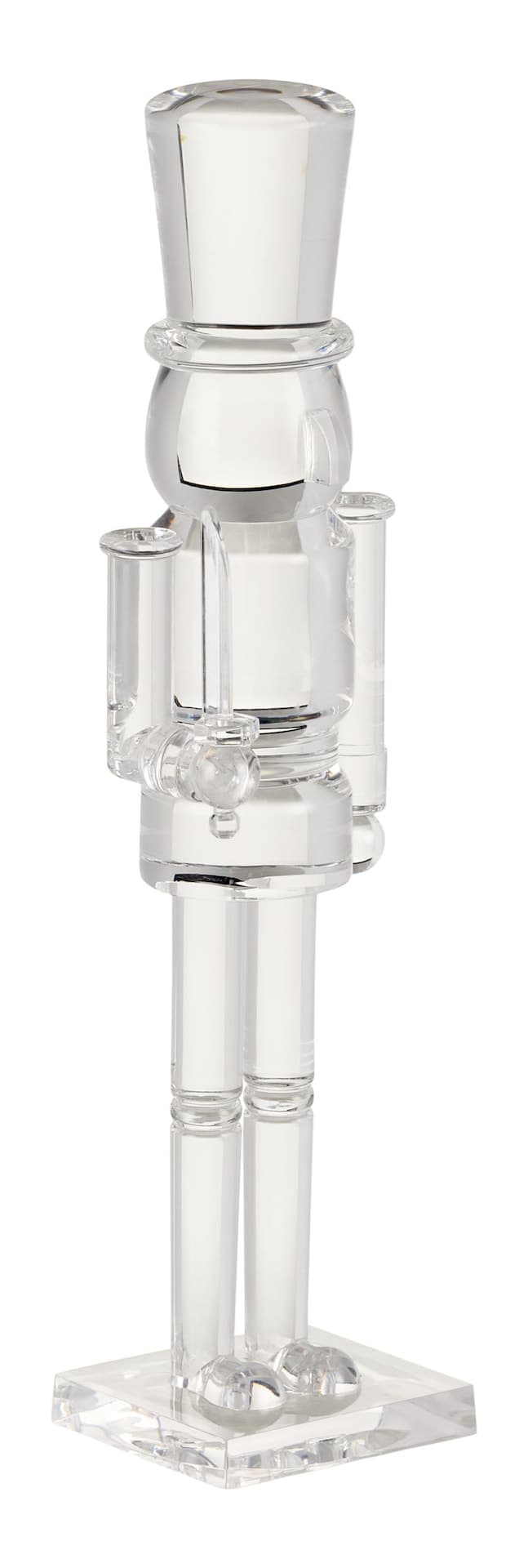 CANVAS White Christmas Collection Clear Nutcracker with Flat Hat Holiday Tabletop Décor, 14-in