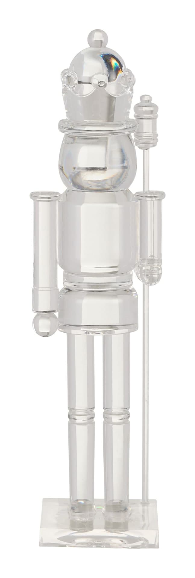 CANVAS White Christmas Collection Clear Nutcracker with Round Hat Holiday Tabletop Décor, 14-in
