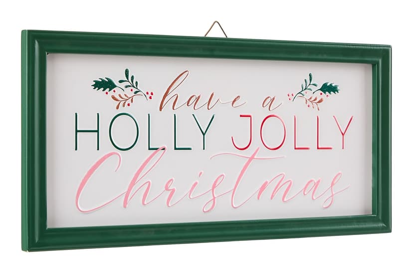 CANVAS Merry Mingle Collection "Have a Holly Jolly Christmas" Metal Sign, 16.5-in