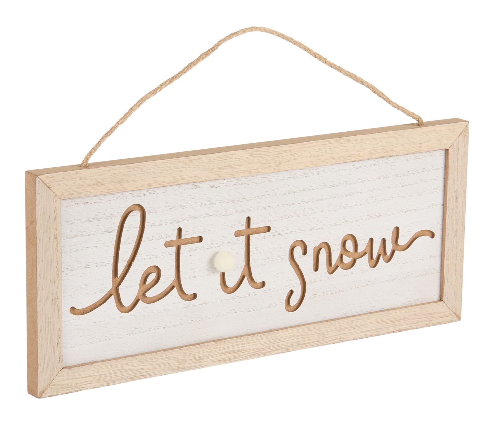 CANVAS White Christmas Collection 'Let It Snow' Double-Sided Wood Sign, Bilingual, 14-in