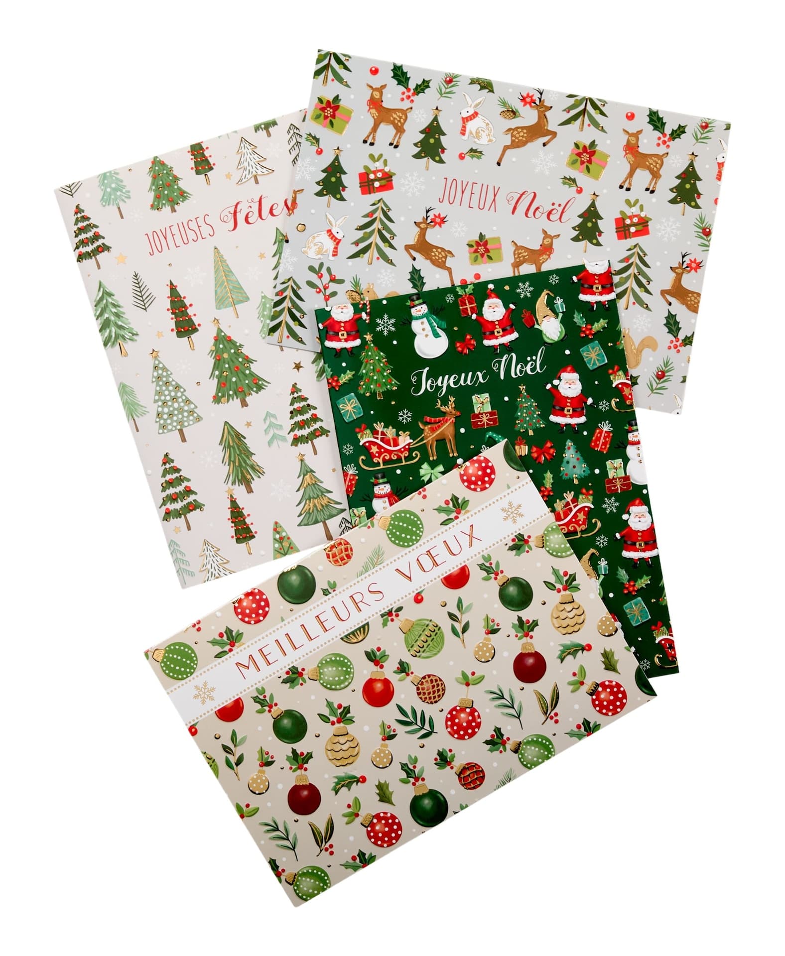 For Living Vertical Holiday Greeting Christmas Cards, French, 24-pc, Assorted Designs