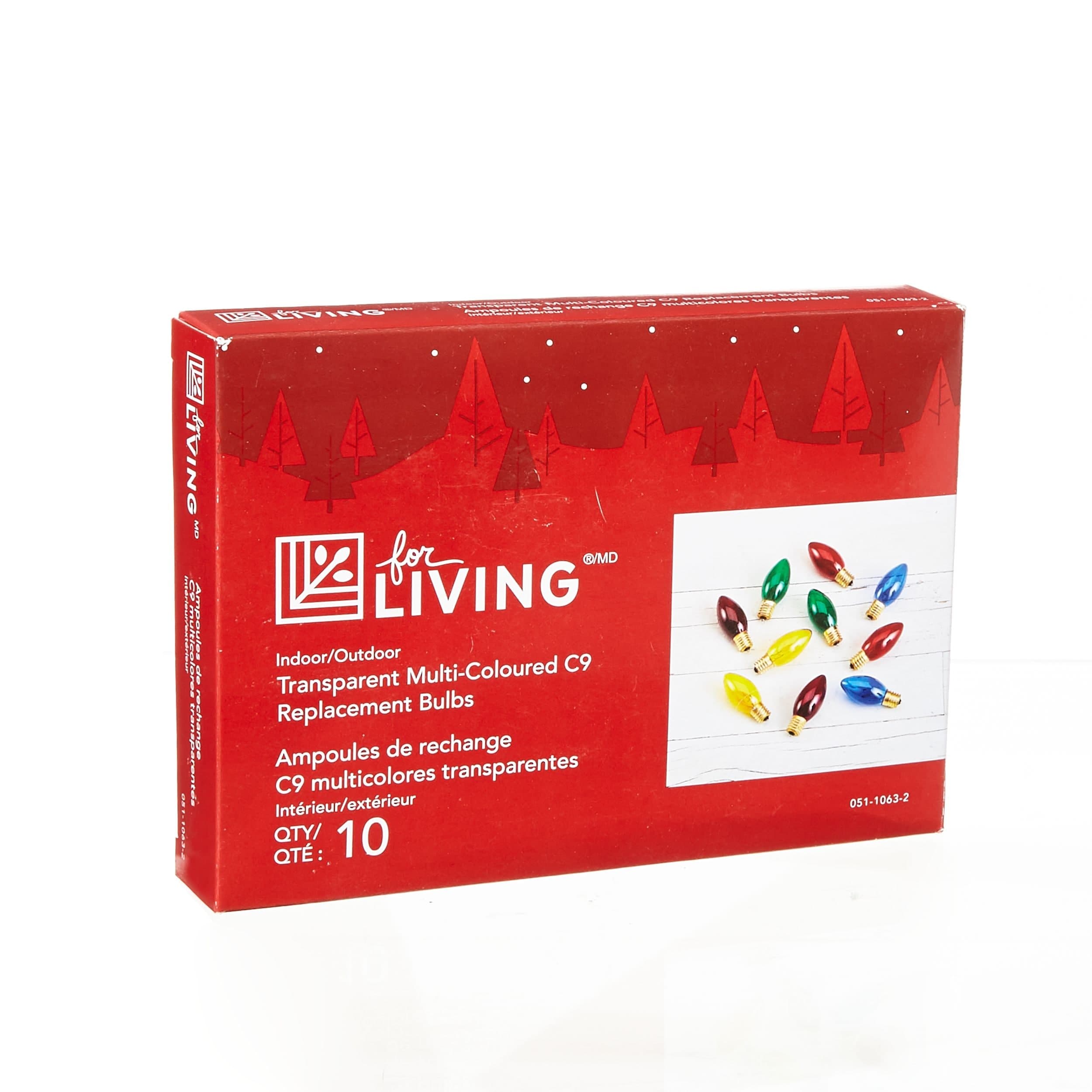 For Living C9 Christmas Replacement Bulbs, Multi, 10