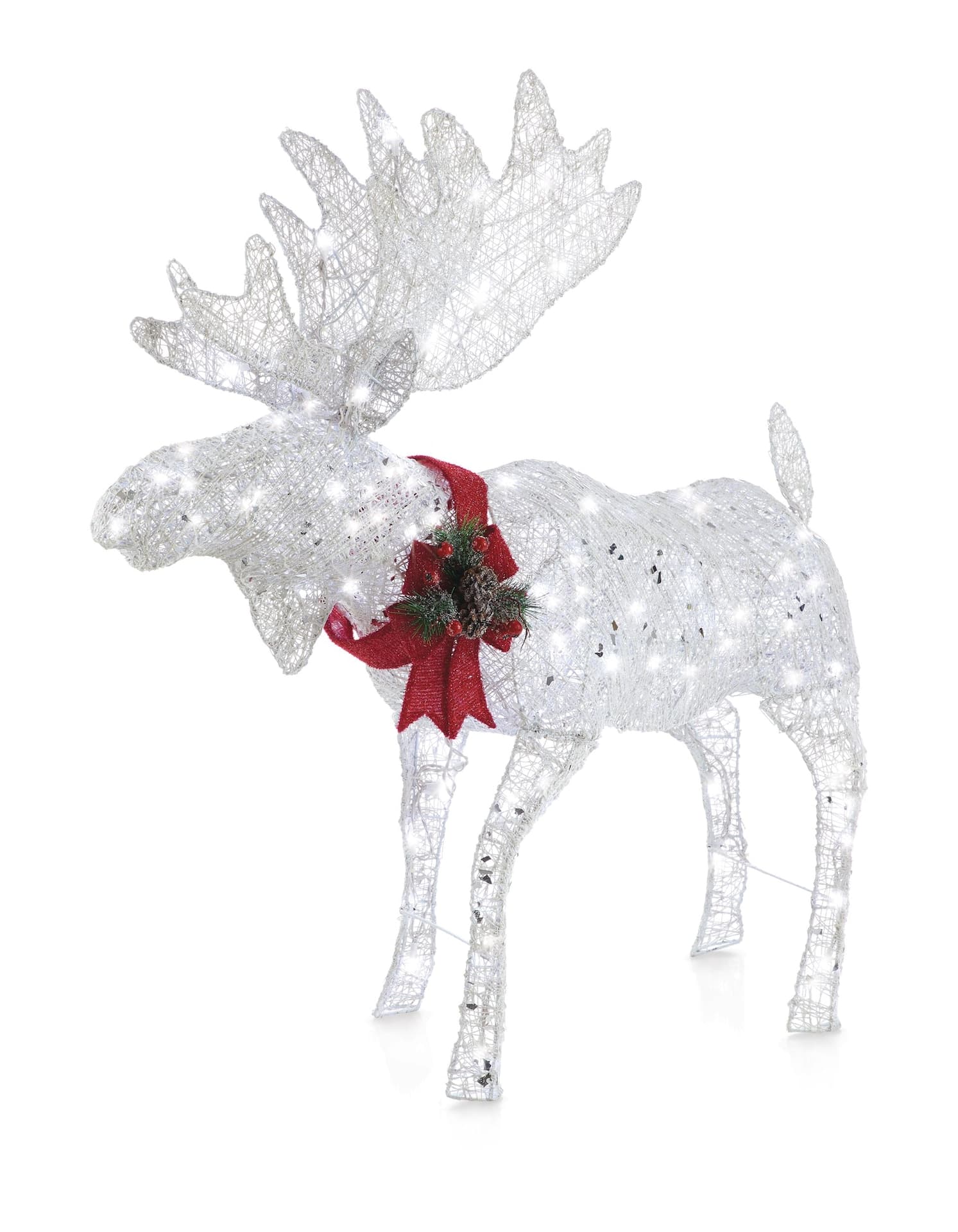 CANVAS 4' LED Wireform Arctic White Moose Christmas Decoration