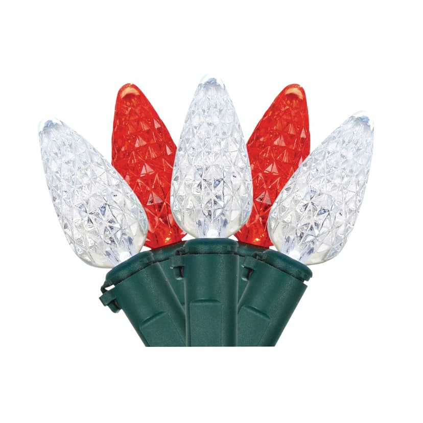 NOMA Advanced EverTough Weatherproof 70 C6 LED Christmas Lights 23-ft 8-in, Pure White/Red