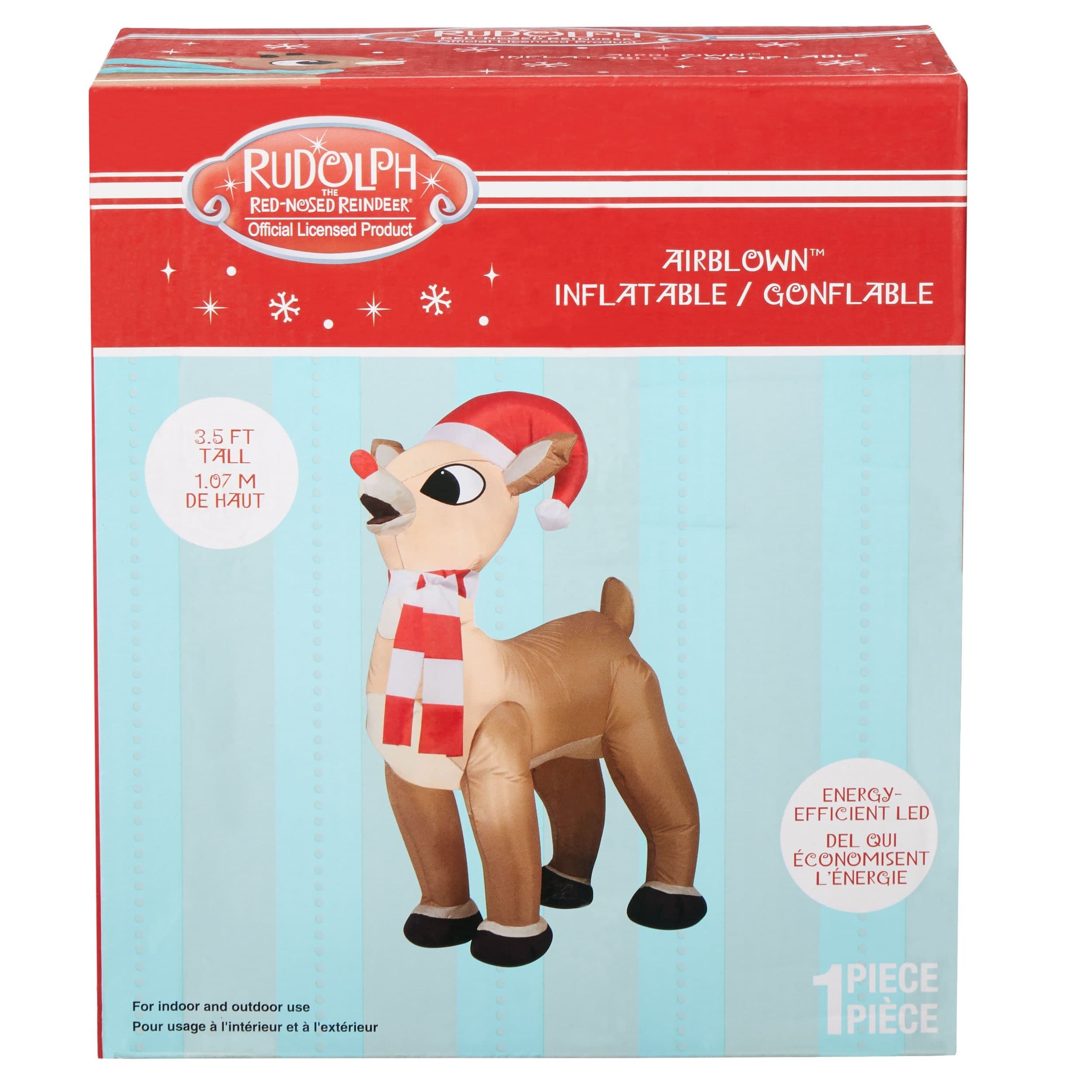 Gemmy Inflatable Rudolf with Twinkling Nose Christmas Decoration, 3.5-ft