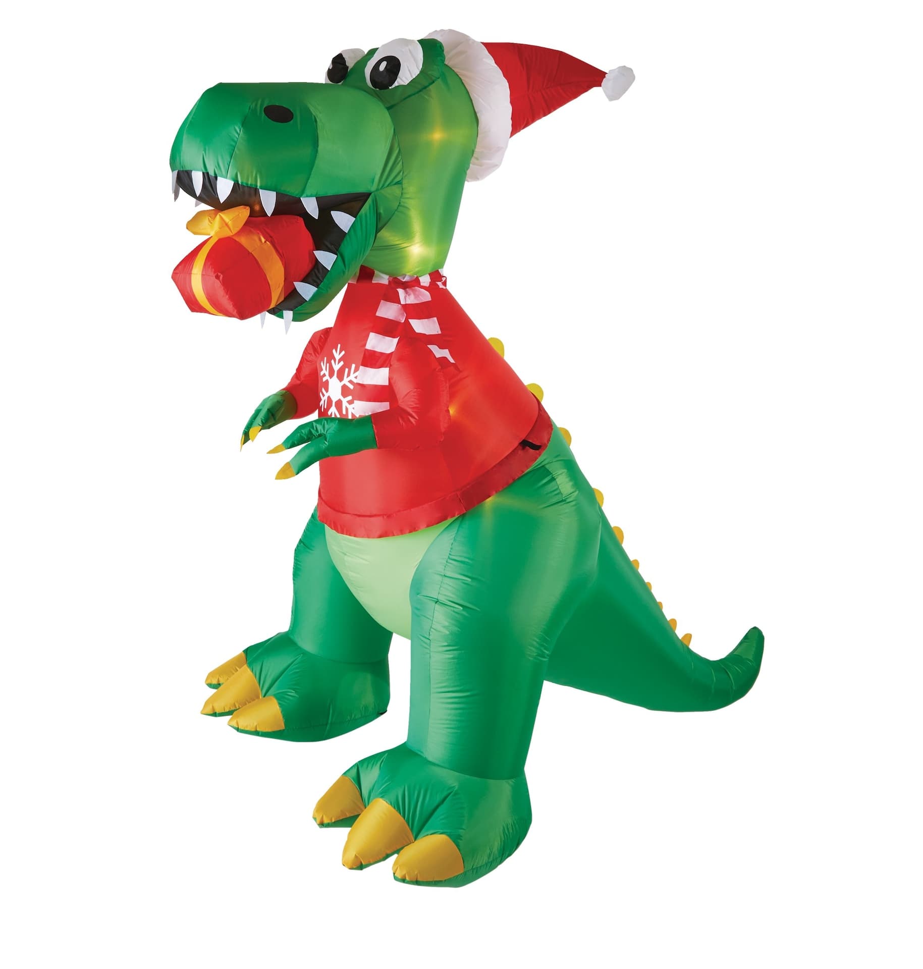 Gemmy Airblown® Holiday Dinosaur Christmas Decoration, 8.5-ft