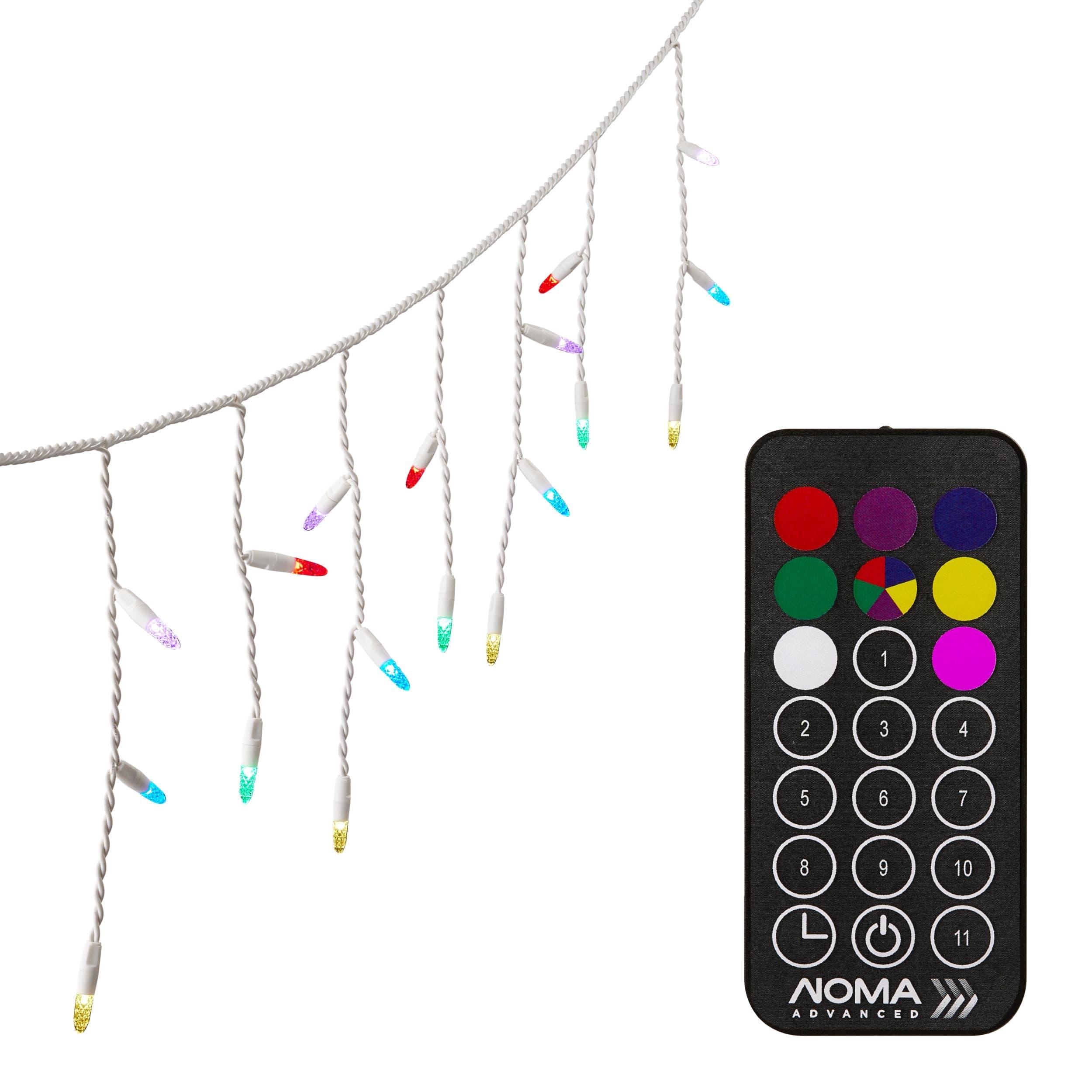 NOMA Advanced Lightshow 50 Icicle LED Christmas Lights, Colour Changing, 13-ft 4"