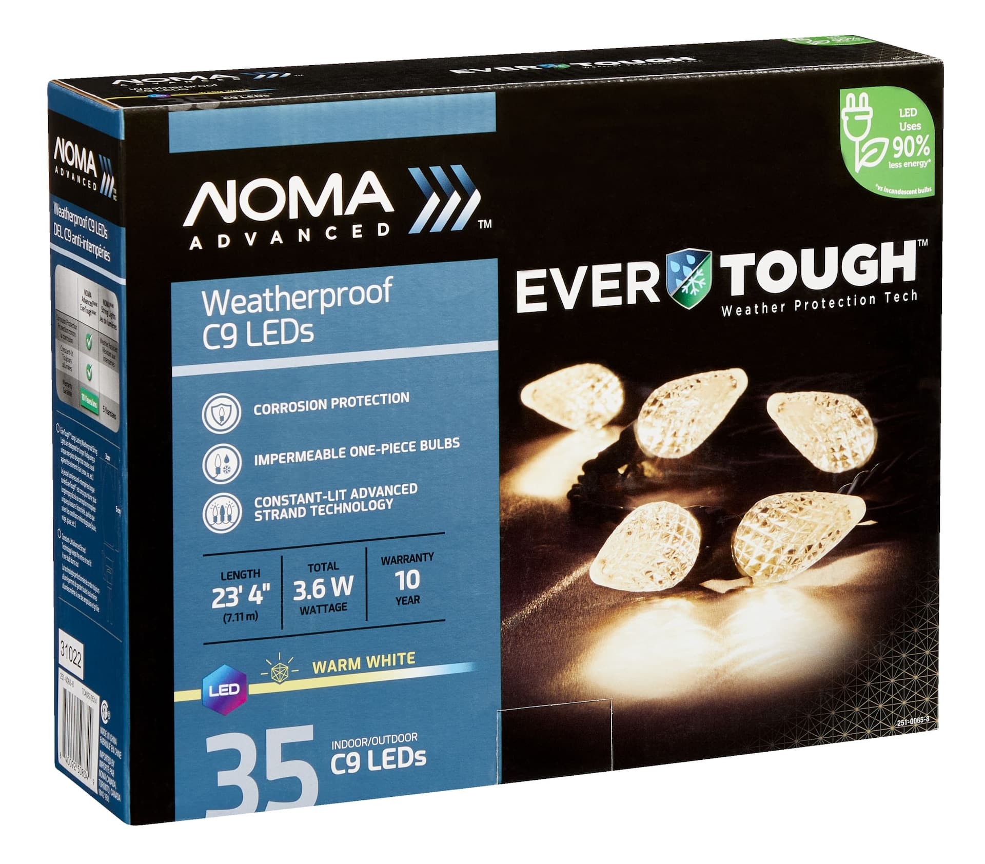 NOMA Advanced EverTough Weatherproof 35 C9 LED Christmas Lights, 23-ft 4-in, Warm White