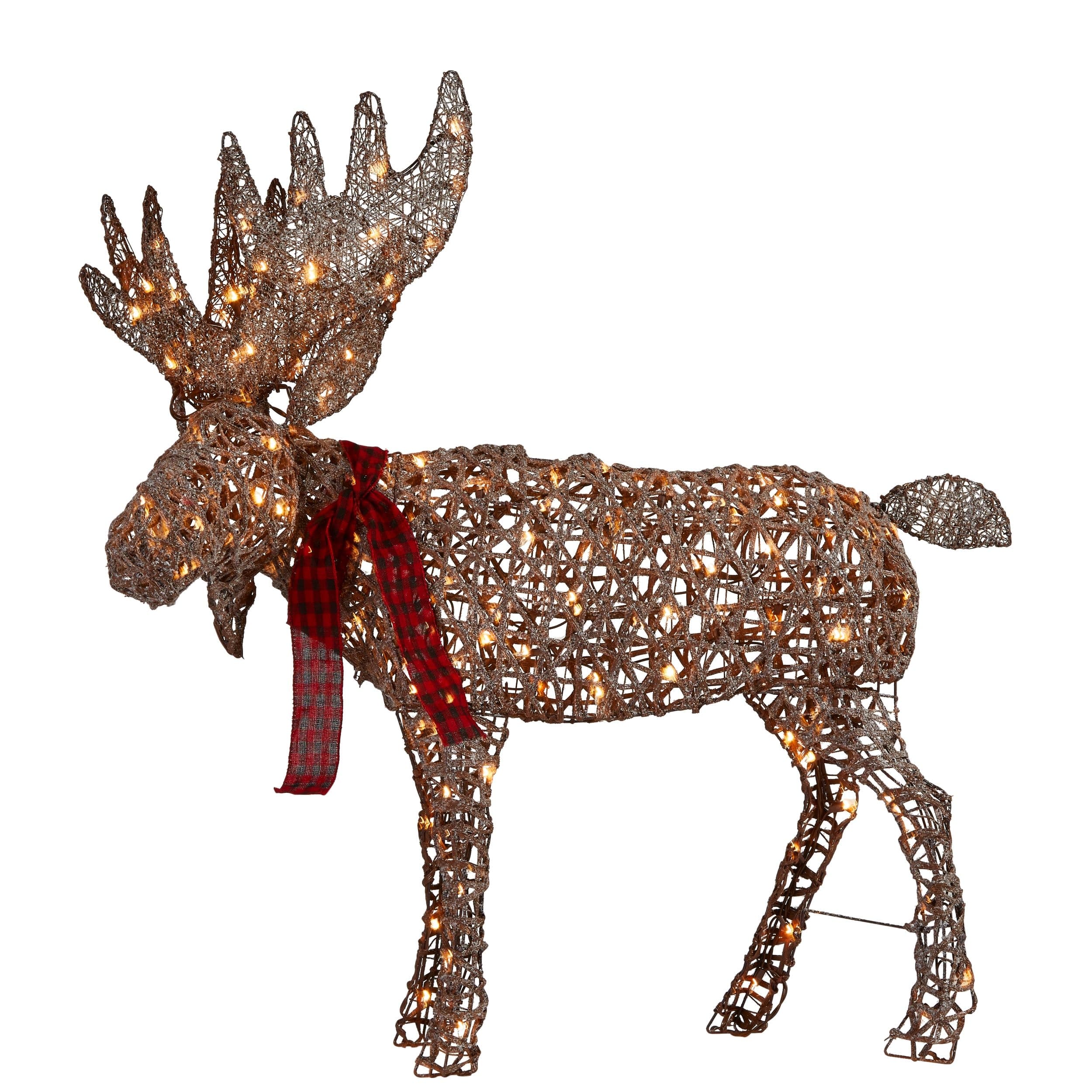 CANVAS 3.5' LED Wireform Canadian Cabin Moose Christmas Decoration