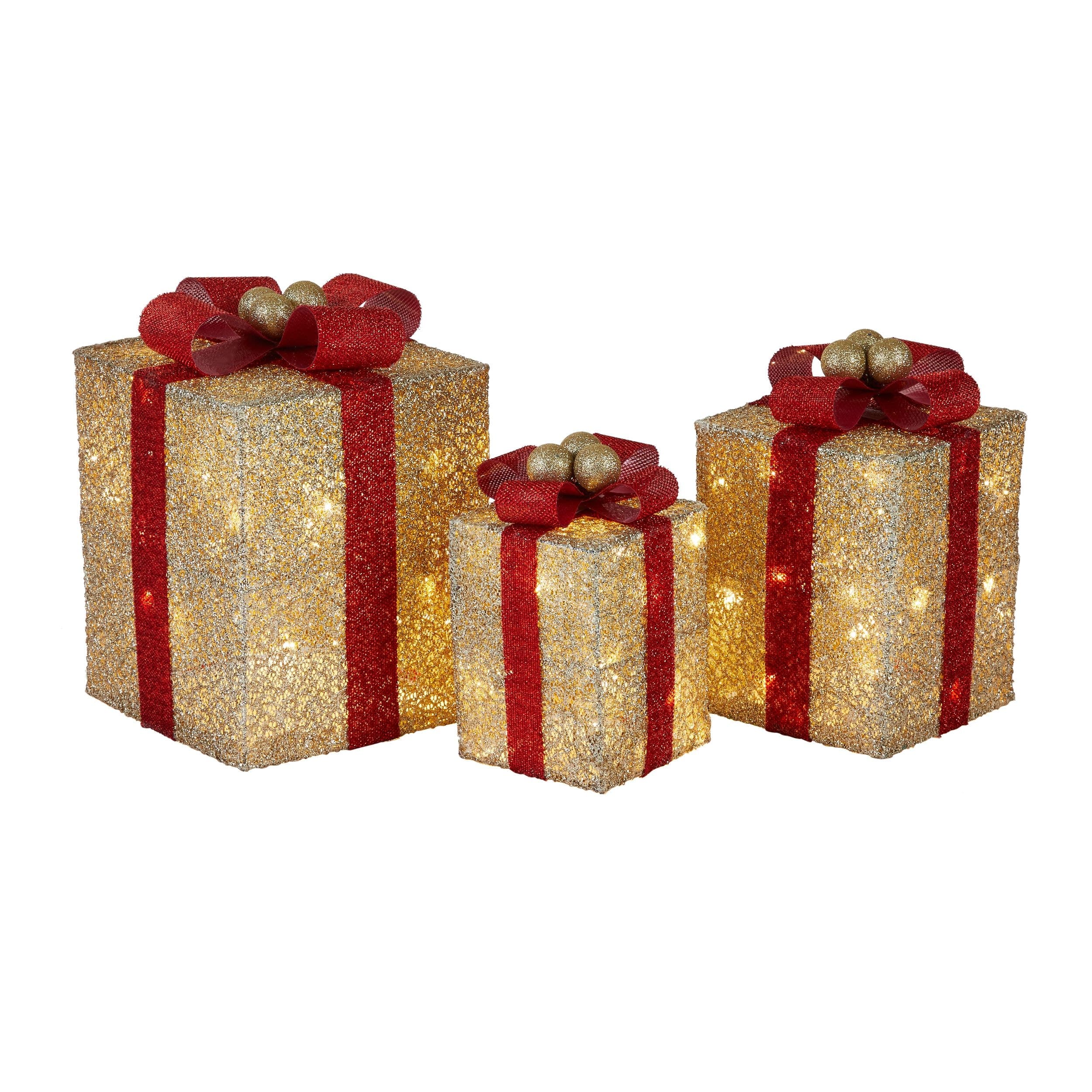 CANVAS LED Golden Charm Gift Christmas Decoration, 3-pack