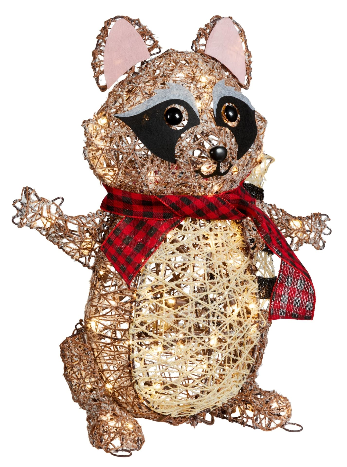 CANVAS 22" Canadian Cabin Racoon Wireform Christmas Decoration