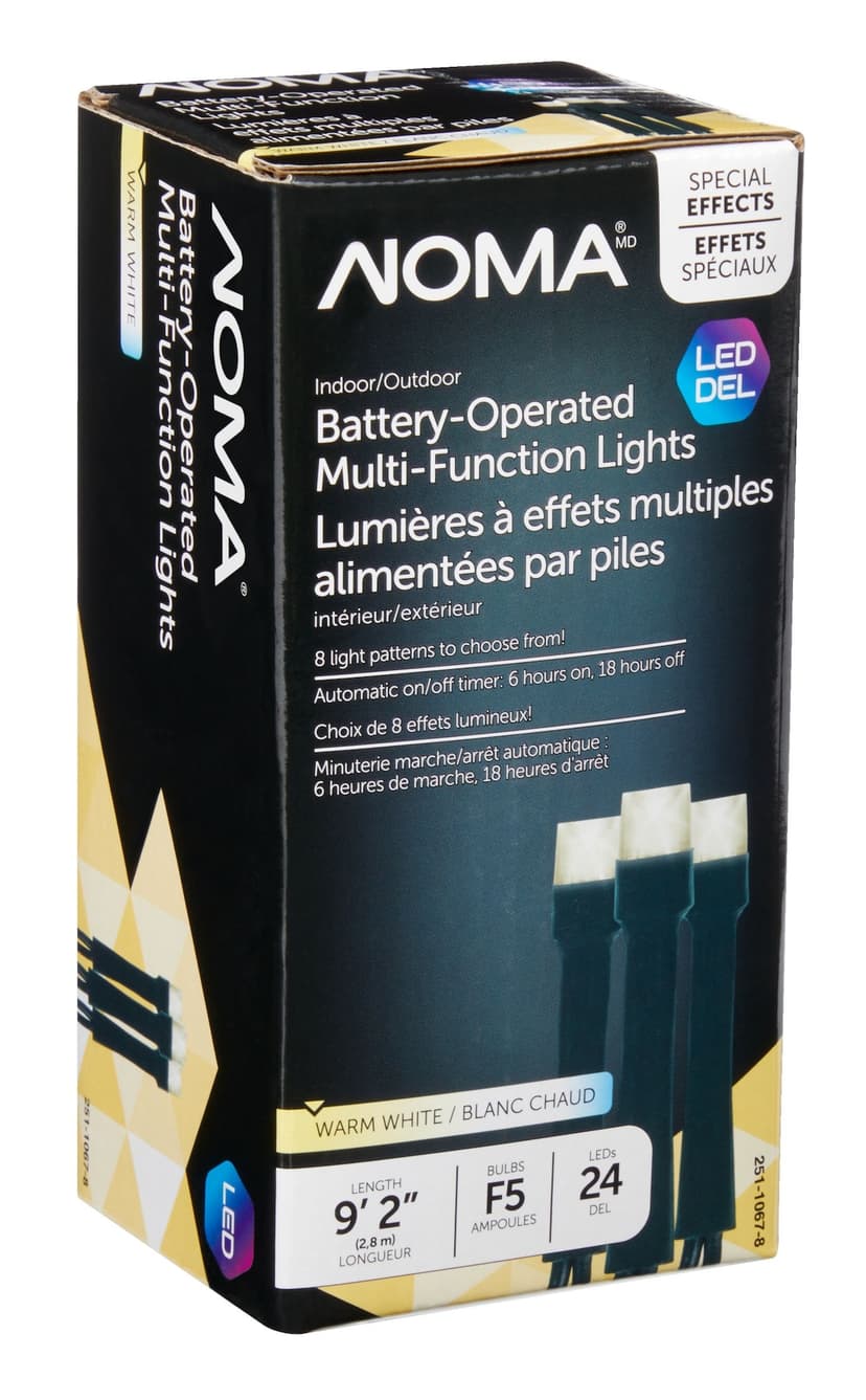 NOMA Battery-Operated 24 LED Christmas Lights, 9-ft 2", Warm White
