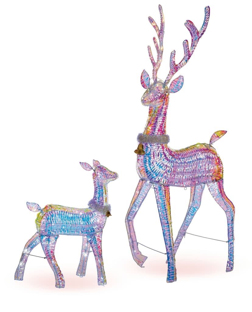 CANVAS Glisten Deer & Fawn, 5-ft (1.5 m) & 2-ft (0.6 m), LED, 2-pc, Multi-colour