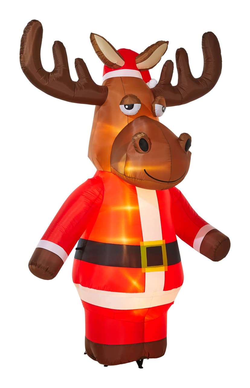 Gemmy Airblown® Pre-Lit Indoor/Outdoor Moose Santa Christmas Decoration, 9.5-ft