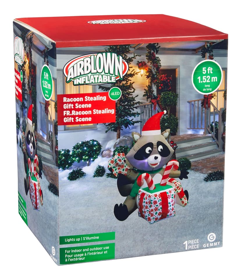 Airblown Racoon Stealing Gift, 4.5-ft