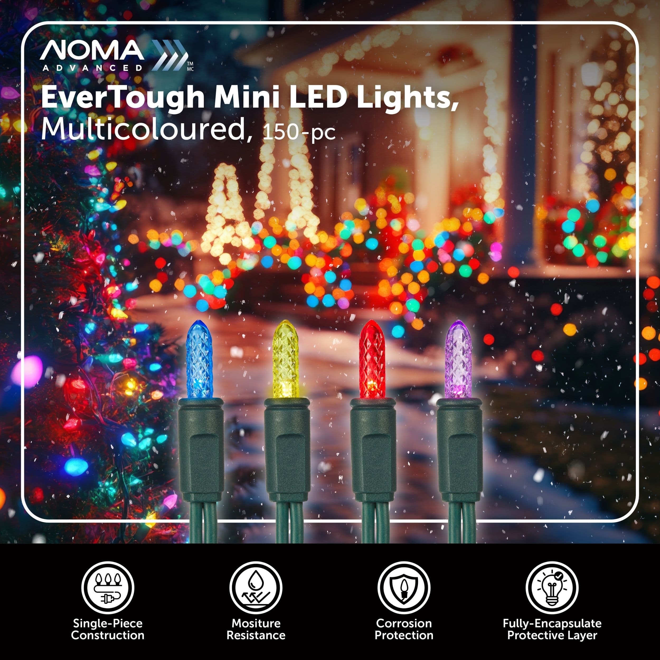 NOMA Advanced EverTough Mini LED Lights, Multicoloured, 150-pc