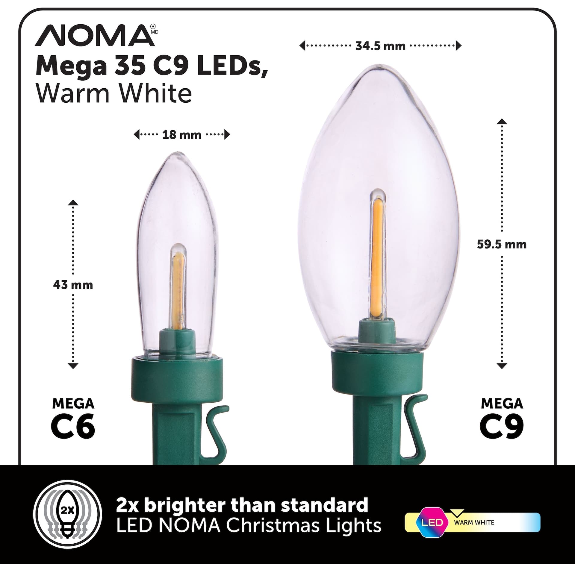 NOMA Big & Bright C9 LEDs, Warm White, 35-pc