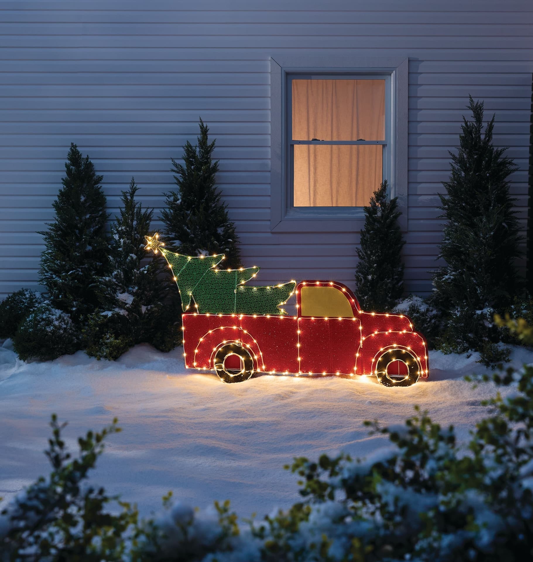 For Living Wide Red Truck Christmas Decoration, 7-ft