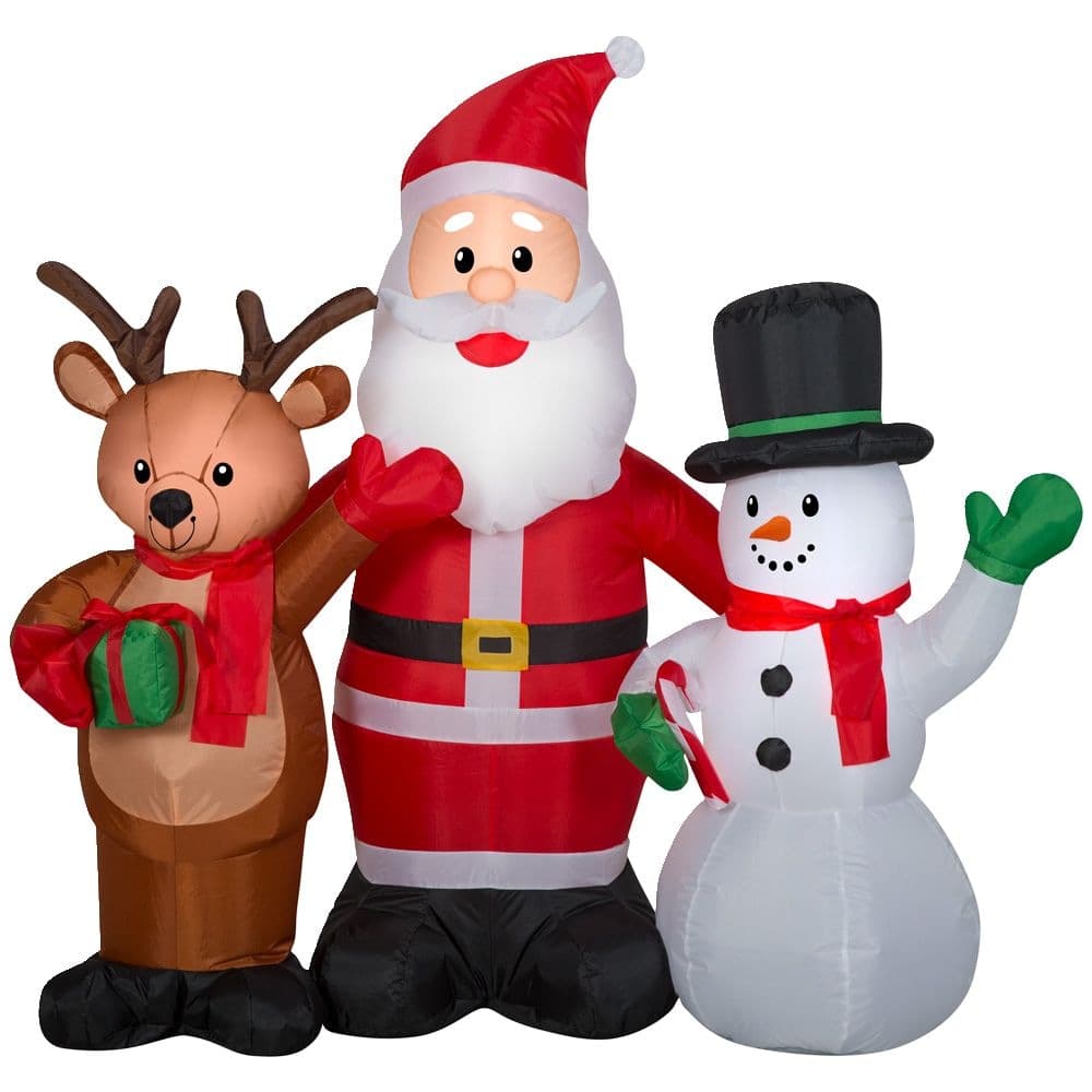 Gemmy Airblown Santa and Friends Christmas Decoration, 4.5-ft