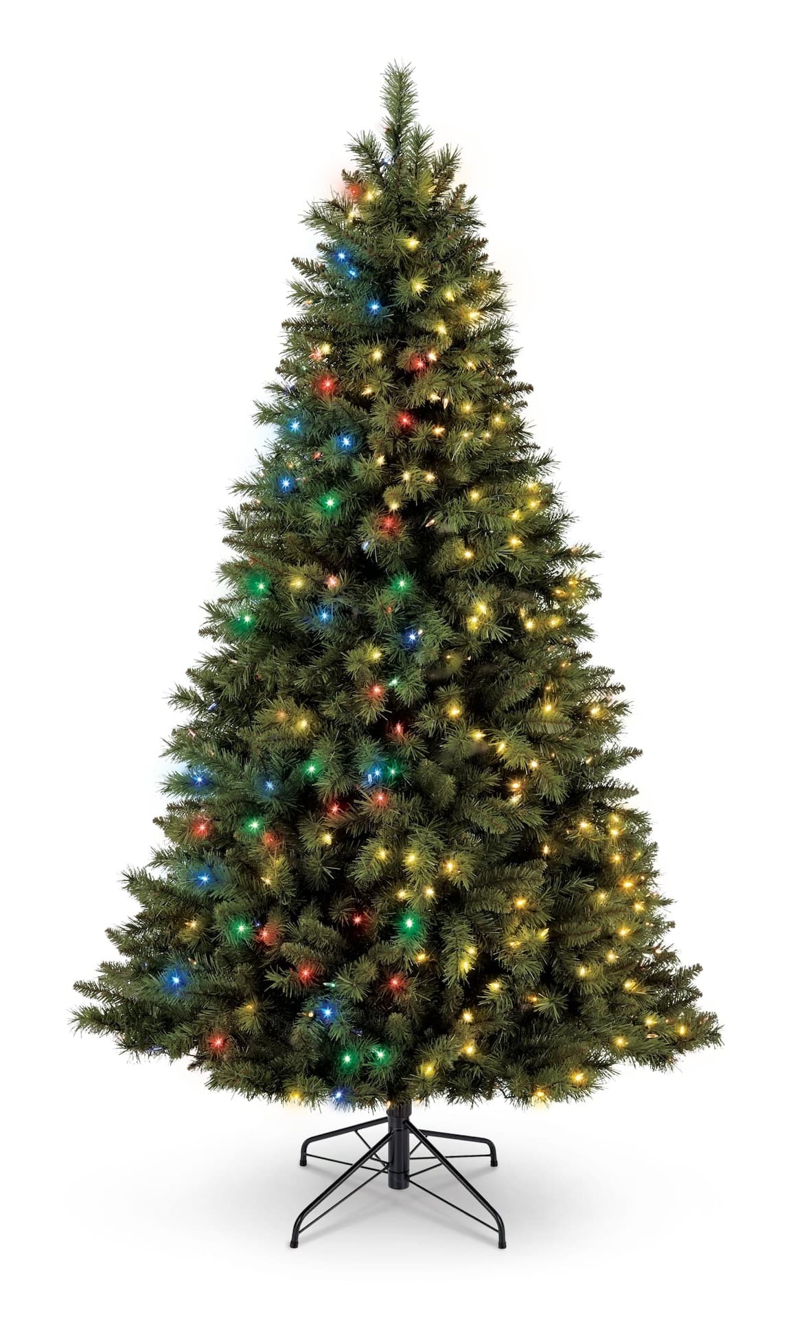 NOMA Pre-Lit Henry Fir Christmas Tree and Tree Stand, 400 Colour-Changing LED Lights, 7-ft