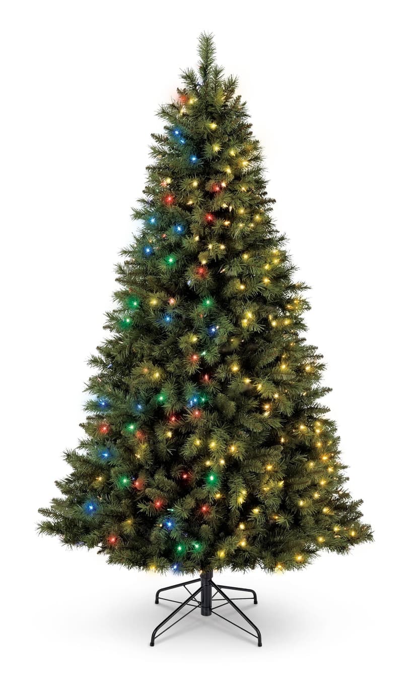 NOMA Pre-Lit Henry Fir Christmas Tree and Tree Stand, 400 Colour-Changing LED Lights, 7-ft