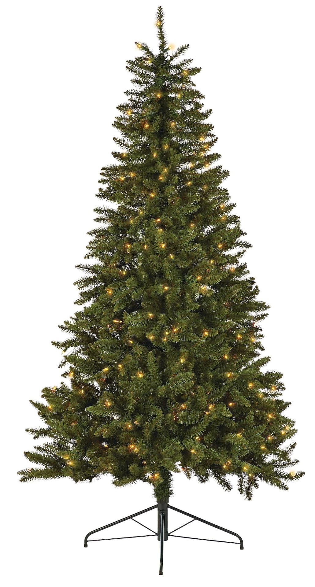 NOMA Pre-Lit Half Christmas Tree with Tree Stand, 200 Incandescent Lights, Green, 7-ft