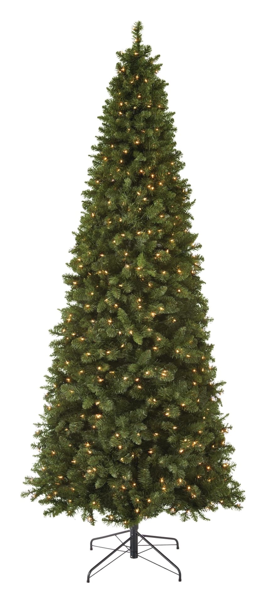 NOMA Pre-Lit Slim Christmas Tree with Tree Stand, 600 Incandescent Lights, 9-ft