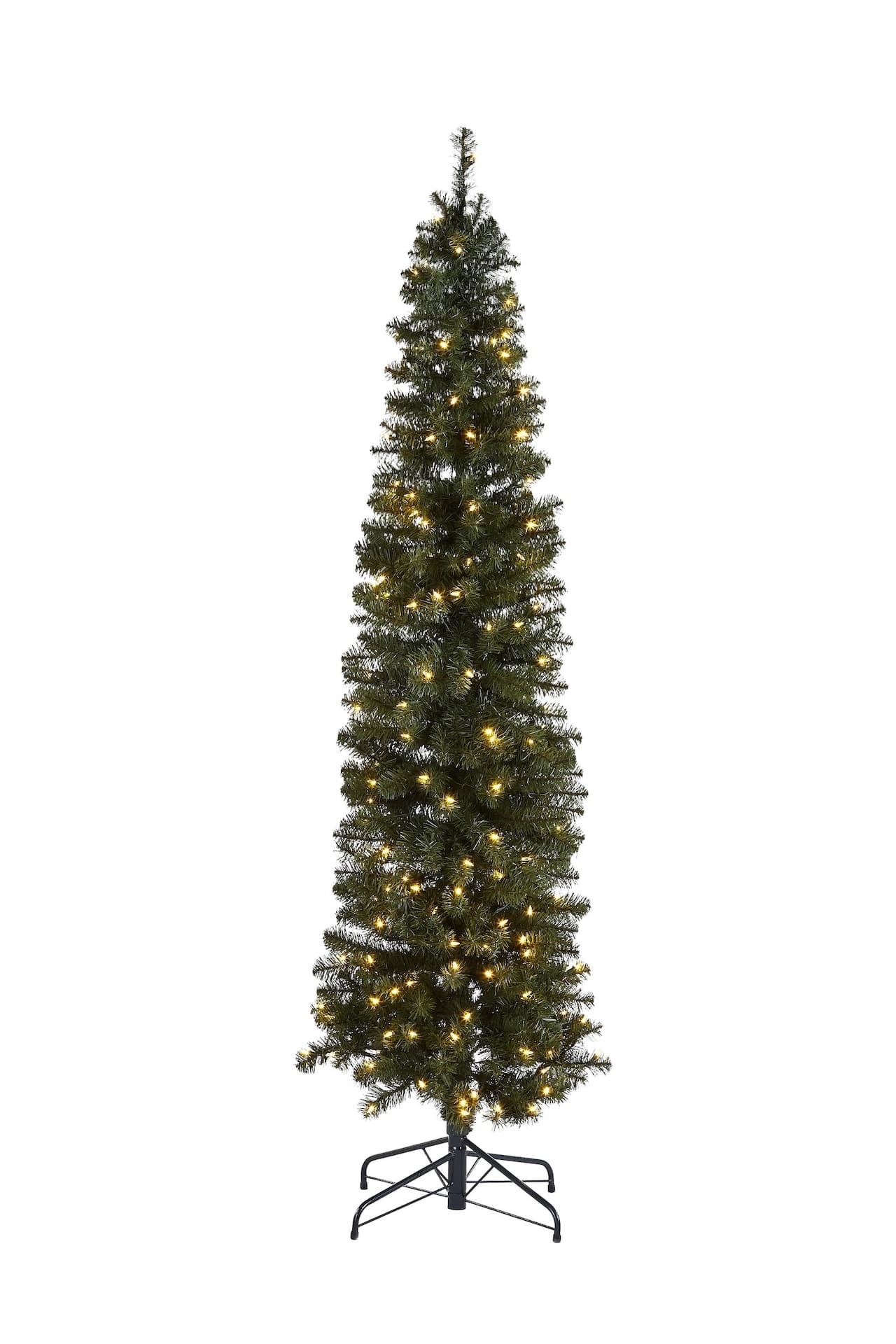 NOMA Pre-Lit Boulevard Pencil Christmas Tree with Lights, 200 LED Lights, 7-ft