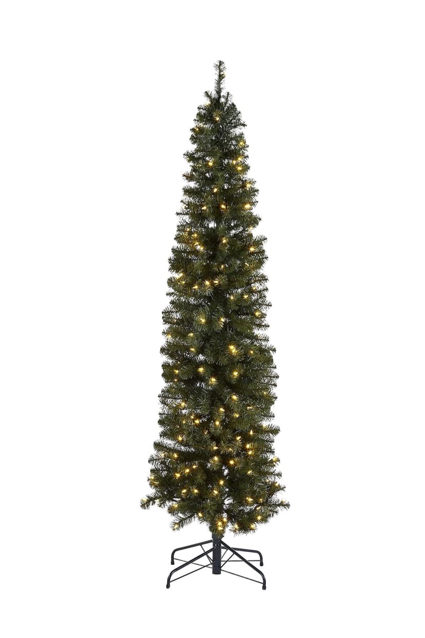 NOMA Pre-Lit Boulevard Pencil Christmas Tree with Lights, 200 LED Lights, 7-ft