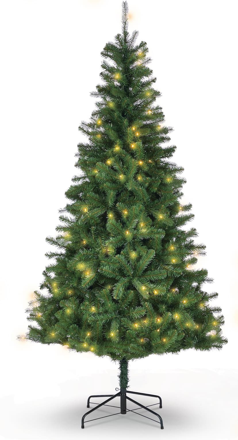 NOMA Pre-Lit Brunswick Christmas Tree with Tree Stand, 250 White LED Lights, 7-ft
