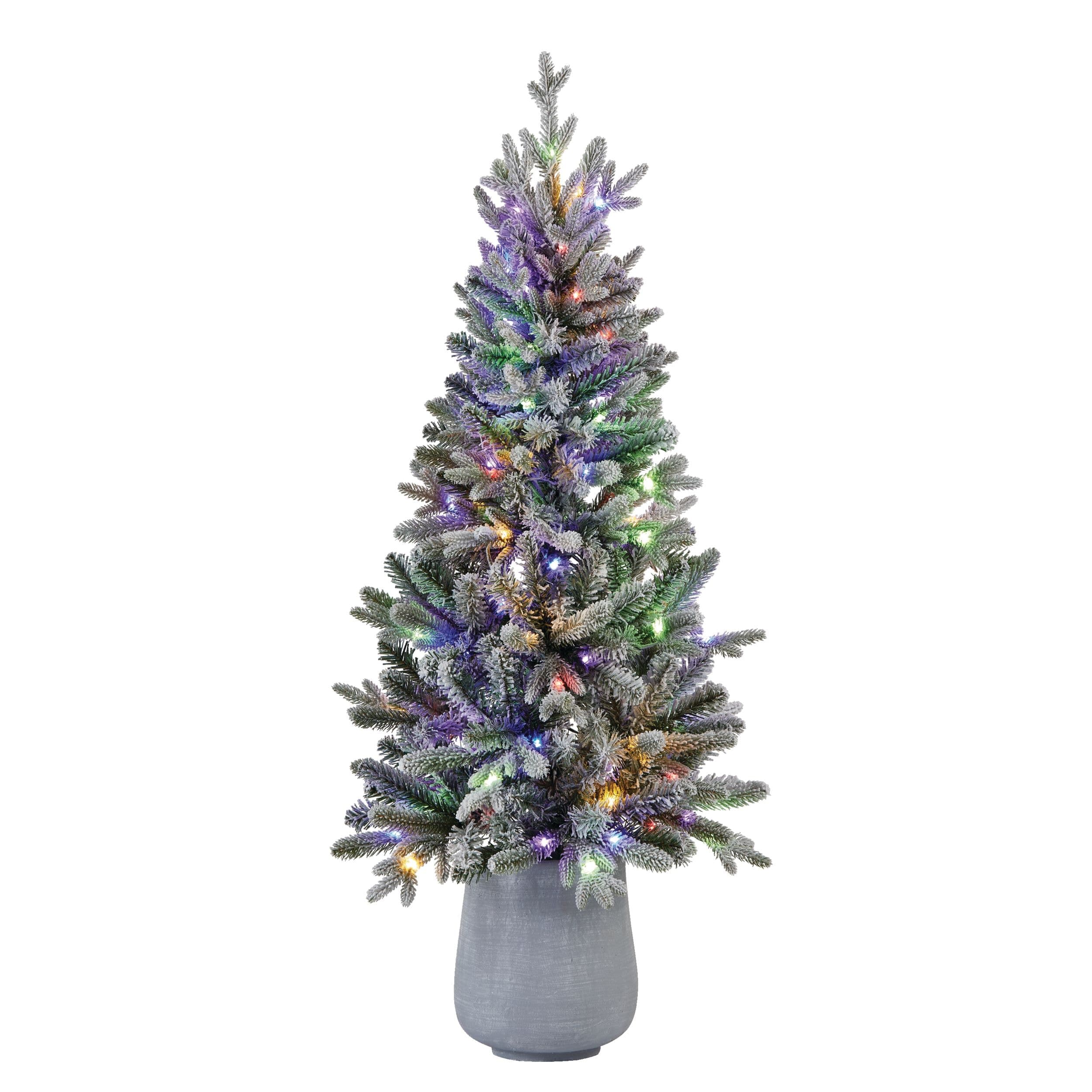 NOMA Pre-Lit Halston Potted Christmas Tree, 100 Colour-Changing LED Lights, 4-ft