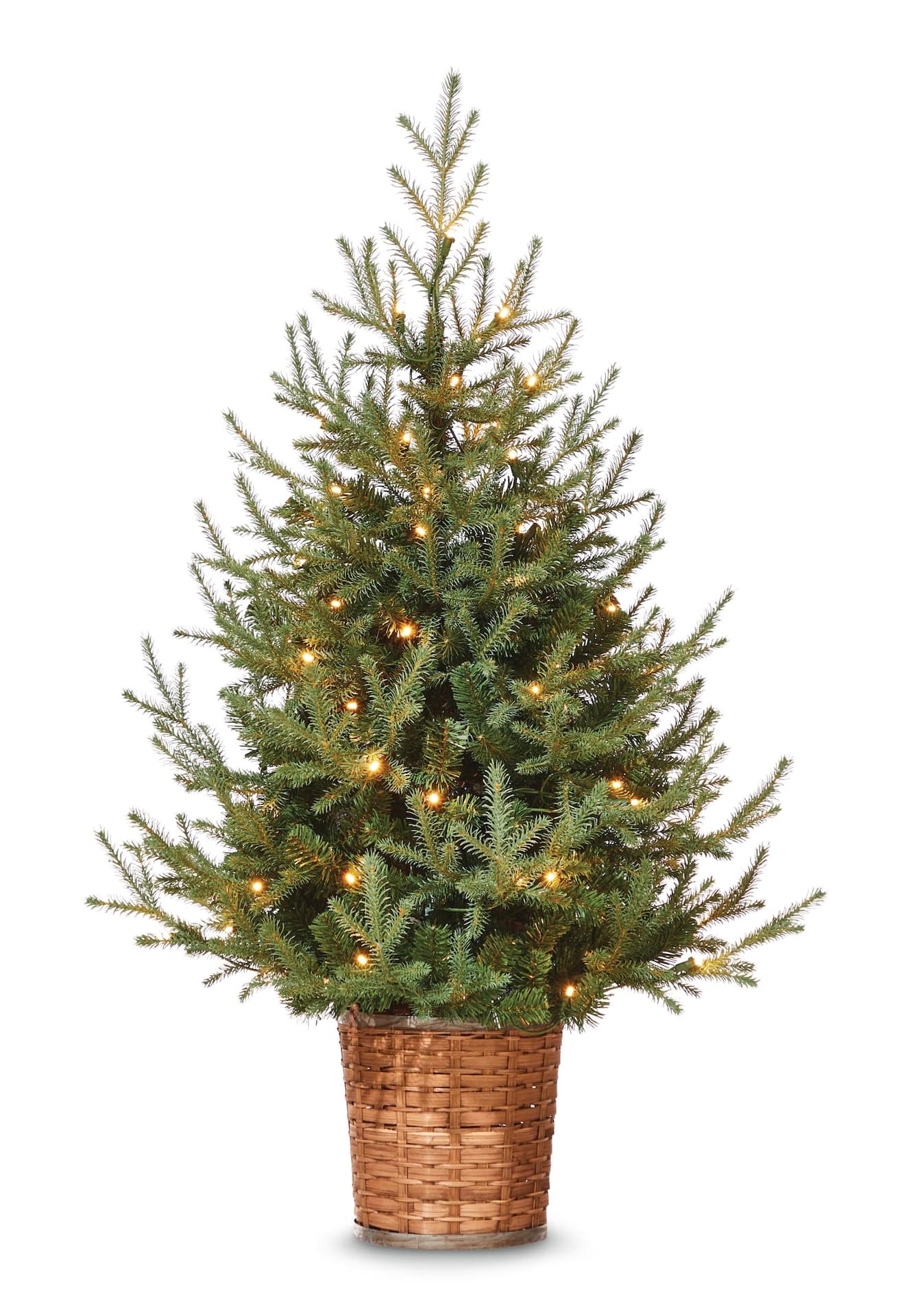 CANVAS Pre-Lit Indoor Upswept Spruce Potted Christmas Tree, 70 LED Lights, 4-ft