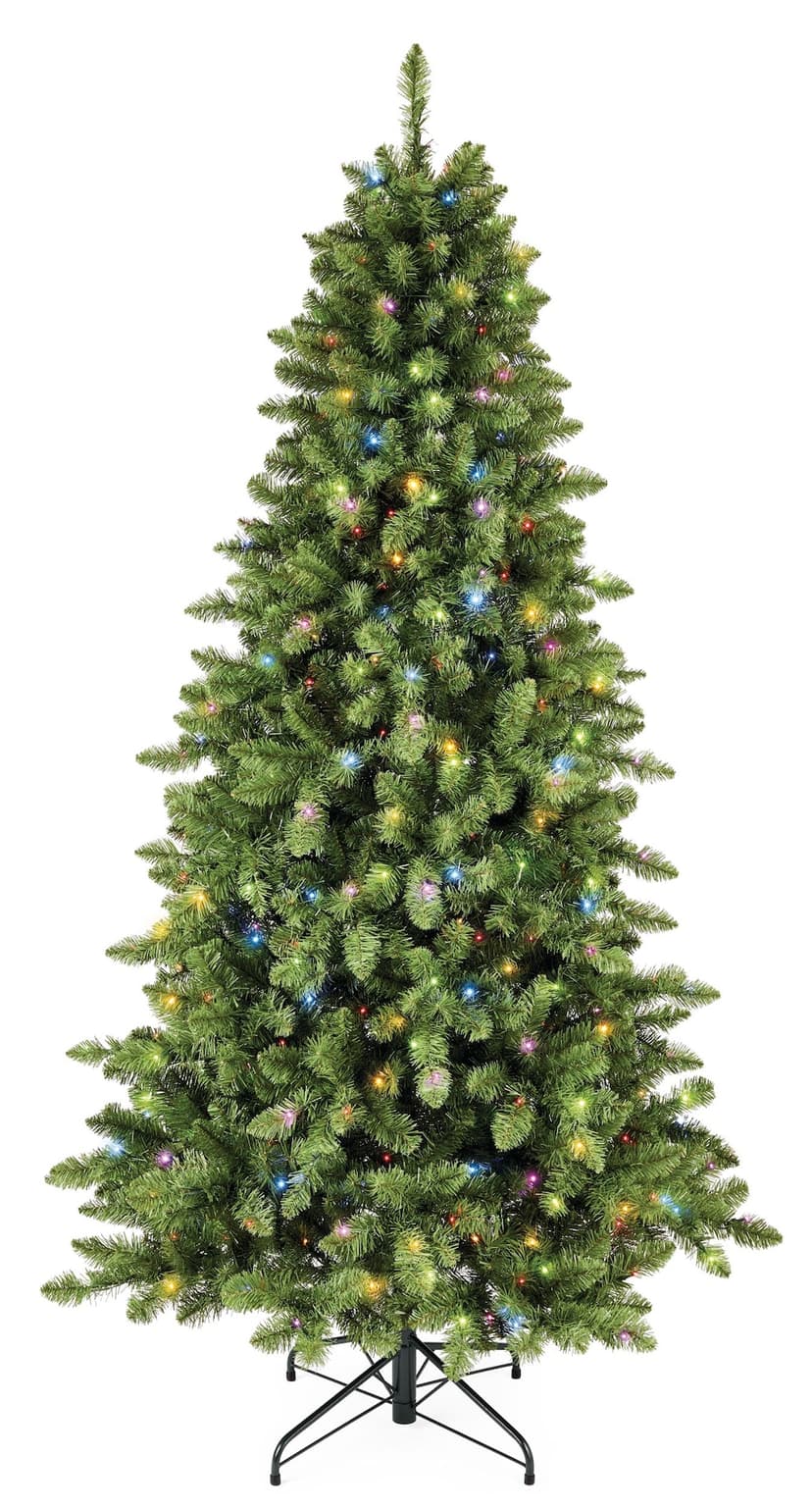 NOMA Wesley Pre-Lit Christmas Tree with 450 Twinkle LEDs, Spruce, 7-ft