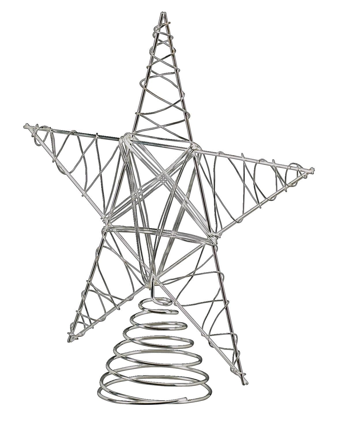 For Living Christmas Decoration Wire Start Tree Topper, Silver, 10-in