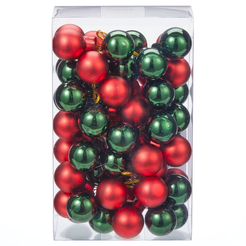 CANVAS Red Collection Glass Ball Cluster Christmas Ornament Set, Red/Green, 6 3/4-in, 60-pk