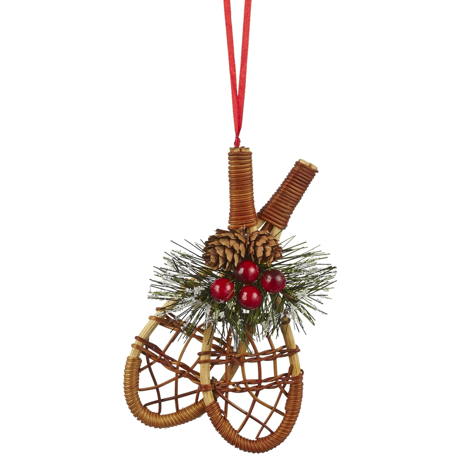 CANVAS Red Collection Decoration Natural Rattan Snow Shoe Christmas Ornament, 155-mm