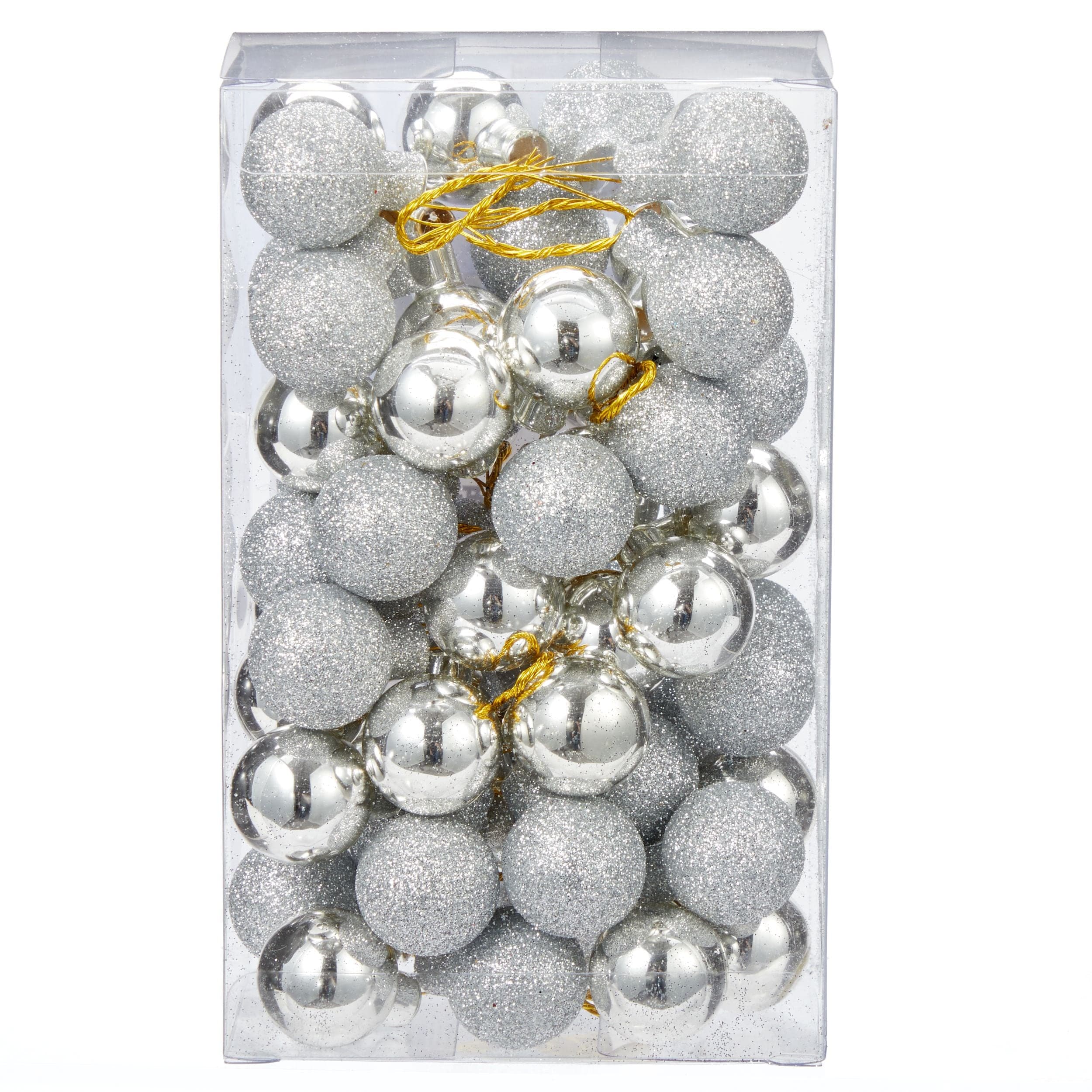 CANVAS Silver Collection Glass Decoration Cluster Ball Christmas Ornament, 6 3/4-in, 60-pk