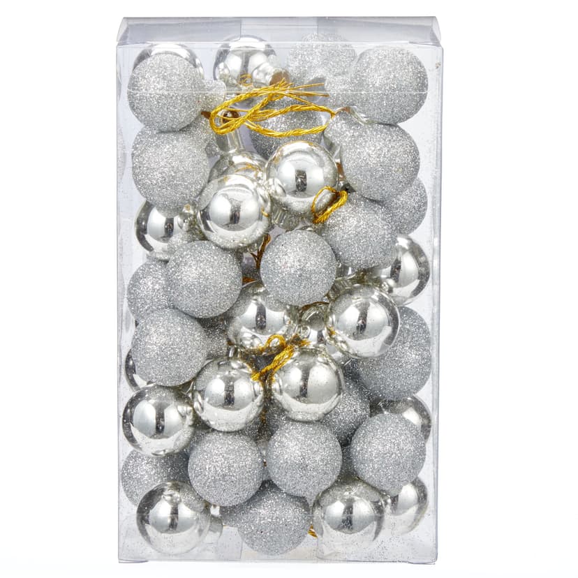 CANVAS Silver Collection Glass Decoration Cluster Ball Christmas Ornament, 6 3/4-in, 60-pk
