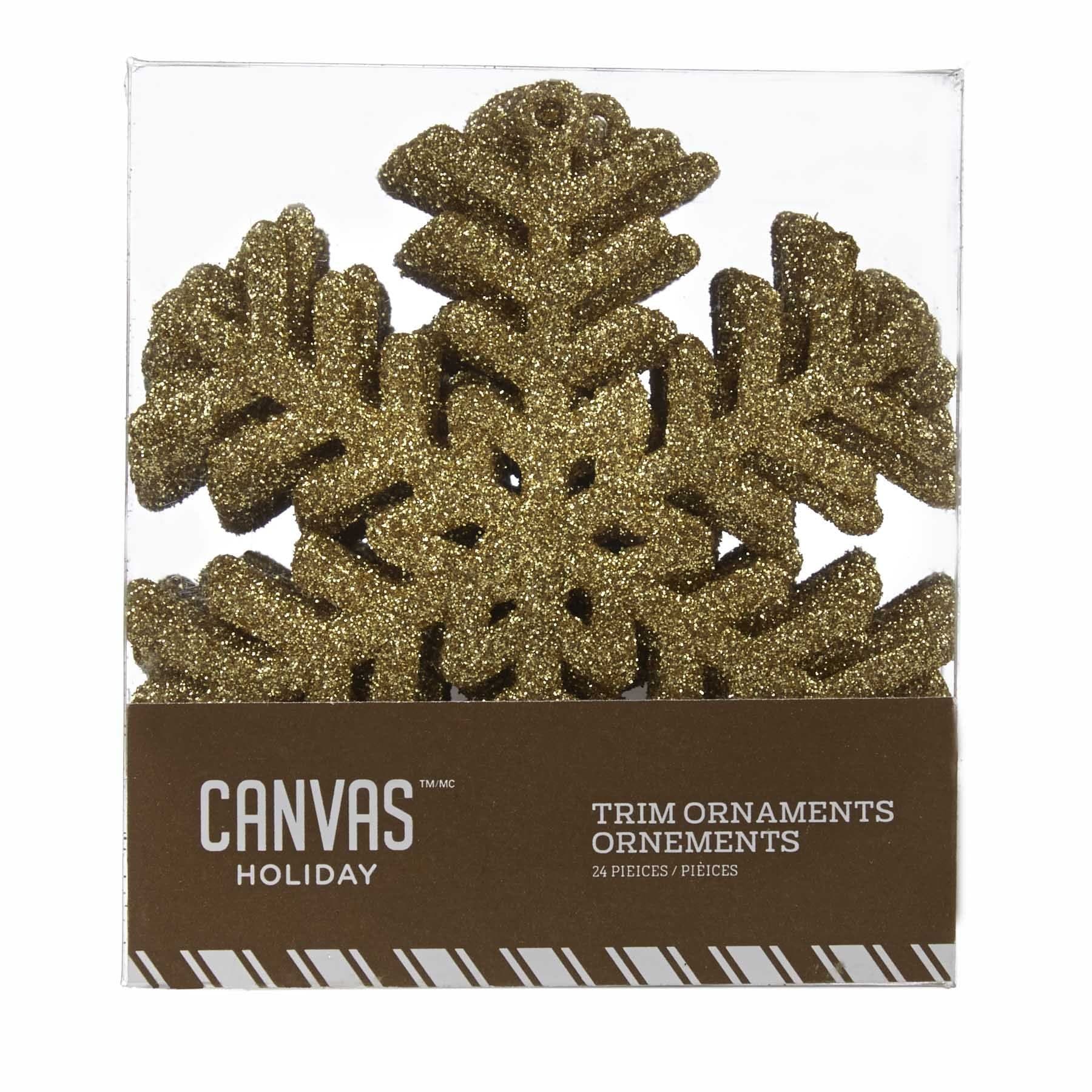 CANVAS Gold Collection Glittering Decoration Snowflake Christmas Ornament, 3 1/2-in, 24-pk