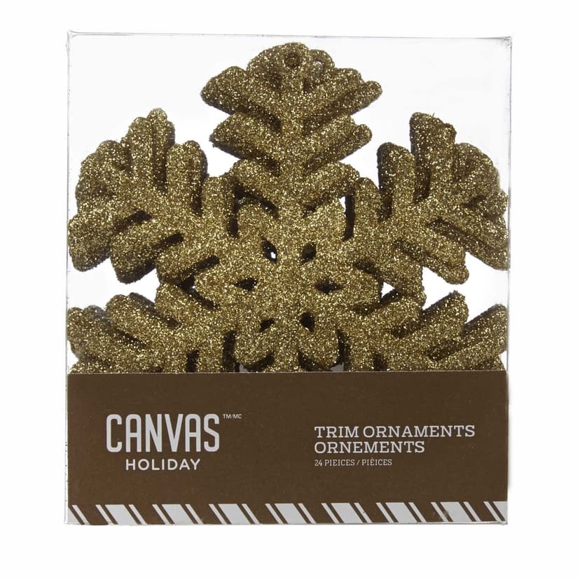 CANVAS Gold Collection Glittering Decoration Snowflake Christmas Ornament, 3 1/2-in, 24-pk