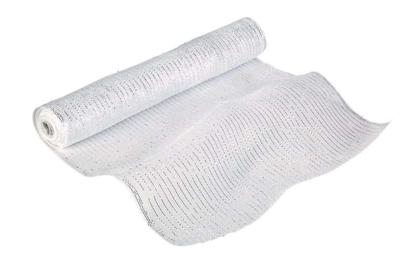 For Living Mesh Sinamay Festive Decoration Ribbon, White, 21-in x 9-m