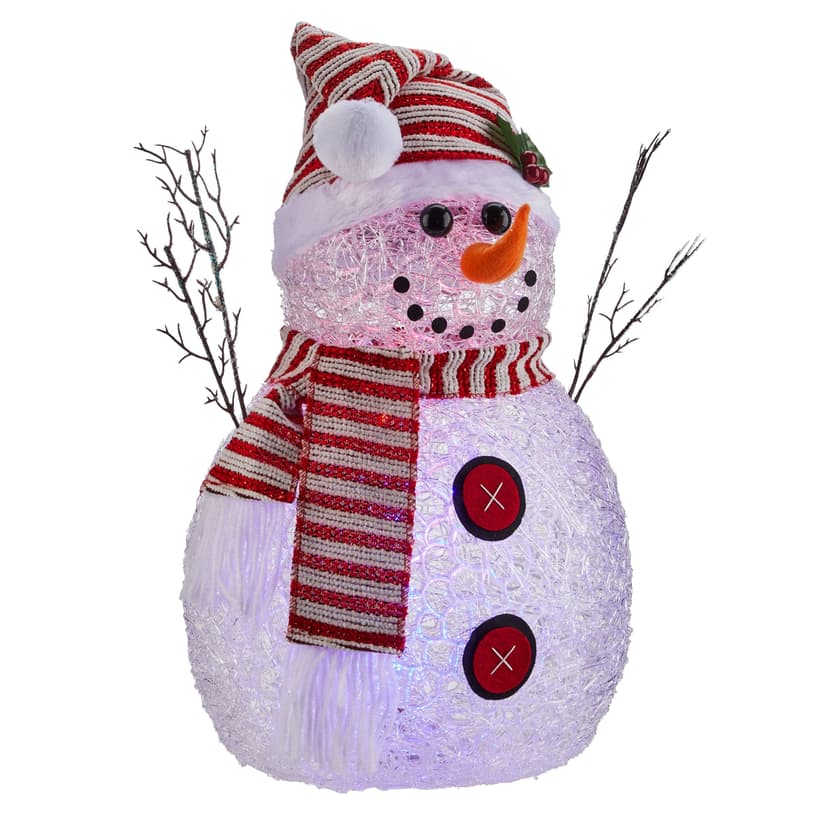 For Living Acrylic Battery Operated Light-Up Christmas Decoration Snow Man, 16-in