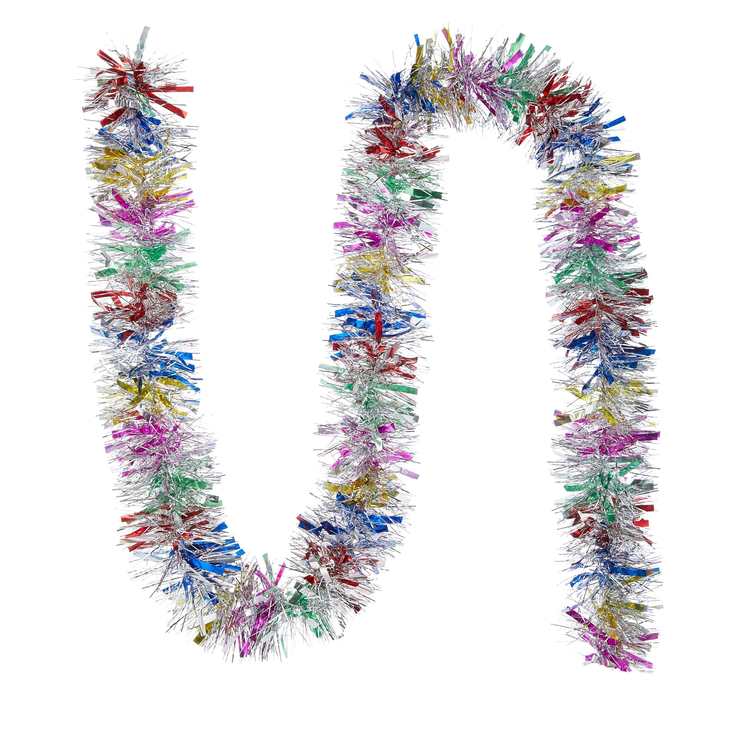For Living Christmas Decoration Sparkle Tinsel Garland, Rainbow, 9-ft