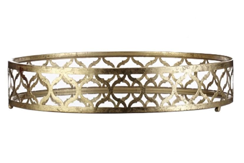 CANVAS Gold & Glass Round Christmas Decoration Tray, 16-in