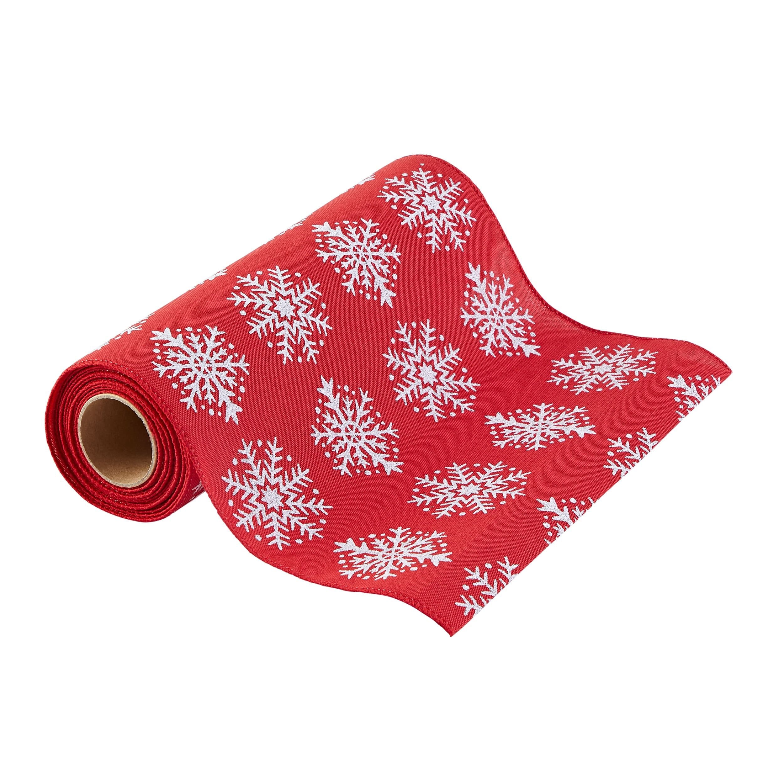 CANVAS Red Collection Fabric Christmas Decoration Ribbon, Assorted Style, 10 1/2 x 15-in each